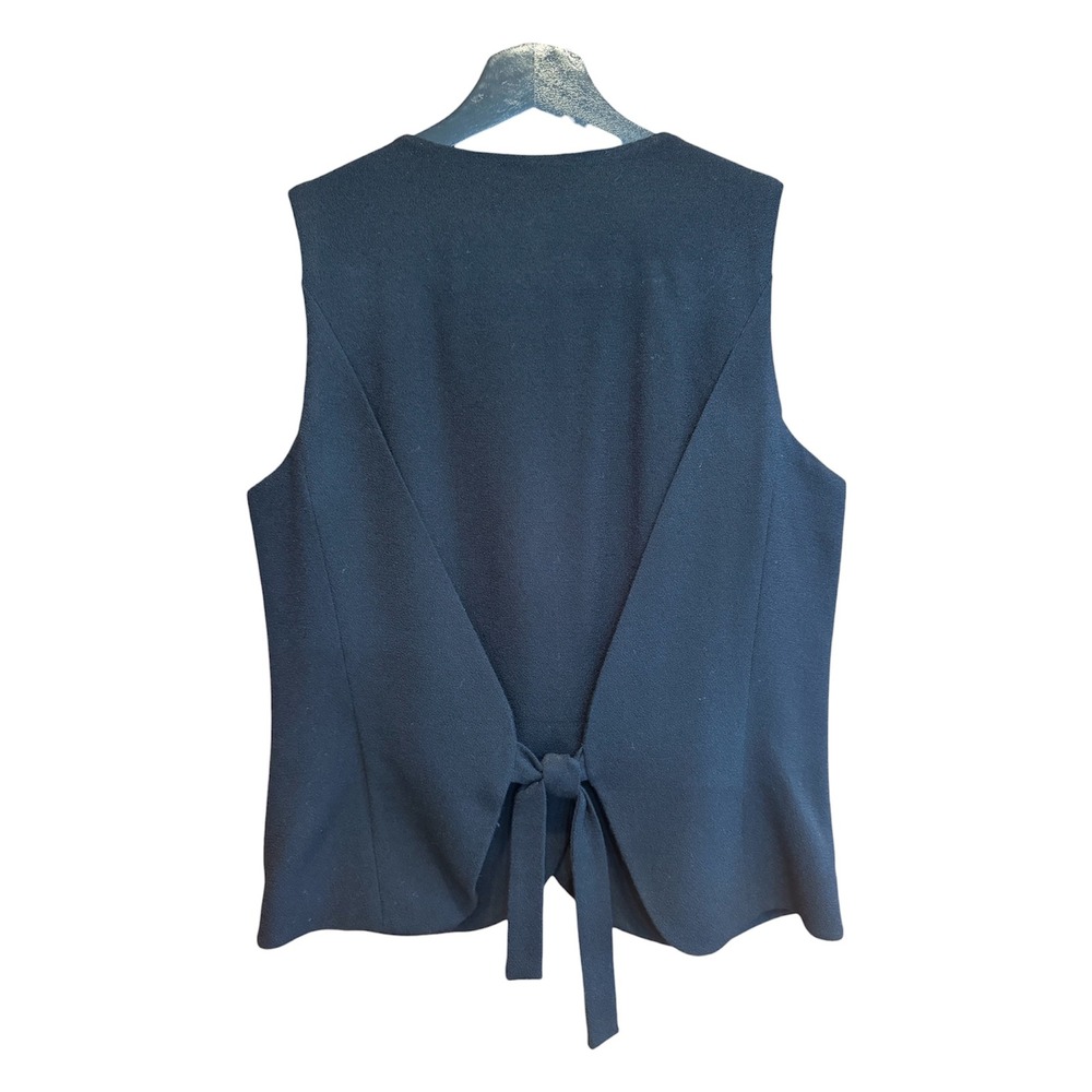 VTG Rena Rowan for Saville Black 100% Worsted Wool Button Front Vest 90s Size 4